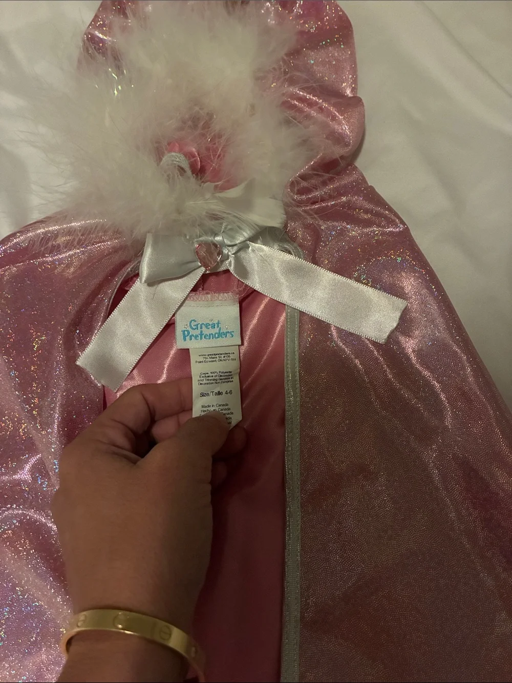Girls' Pink holographic Sparkle Hooded Cape Jacket size 4-6